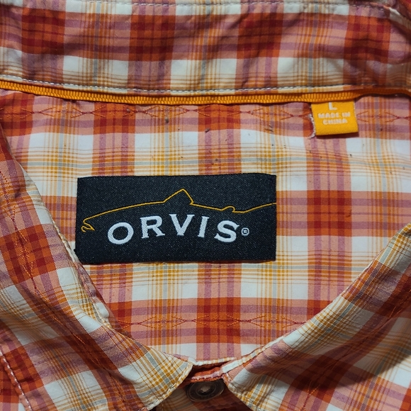 Orvis Trout Bum Shirt Men's Large Plaid Short Sleeve Cotton Button Down *Flaw* - Picture 5 of 9